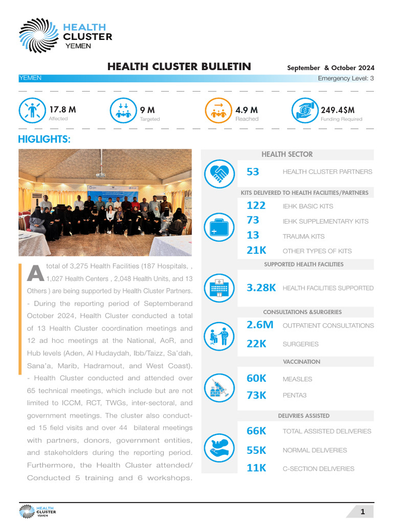 Health Cluster Bulletin – September & October 2024 (1) | PDF | Health ...