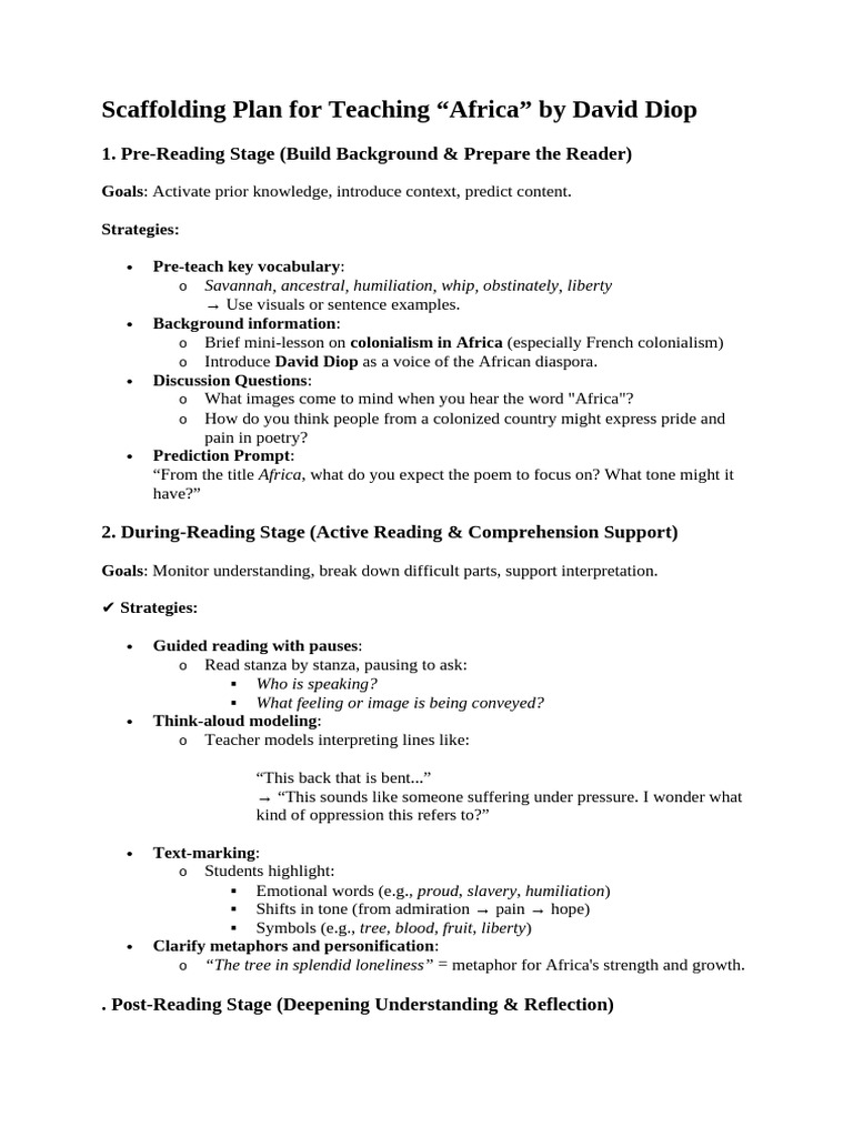 Scaffolding Plan for Teaching | PDF | Reading Comprehension | Human ...