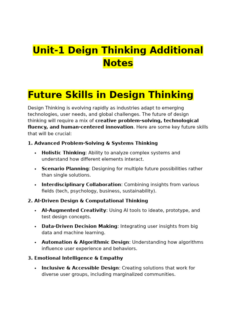 Unit -1 DT Additional Notes (1) (1) | PDF | Design Thinking | Creativity