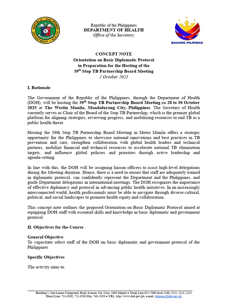 Draft Concept Note_Diplomatic Protocols Training_2 October 2025.Docx | PDF