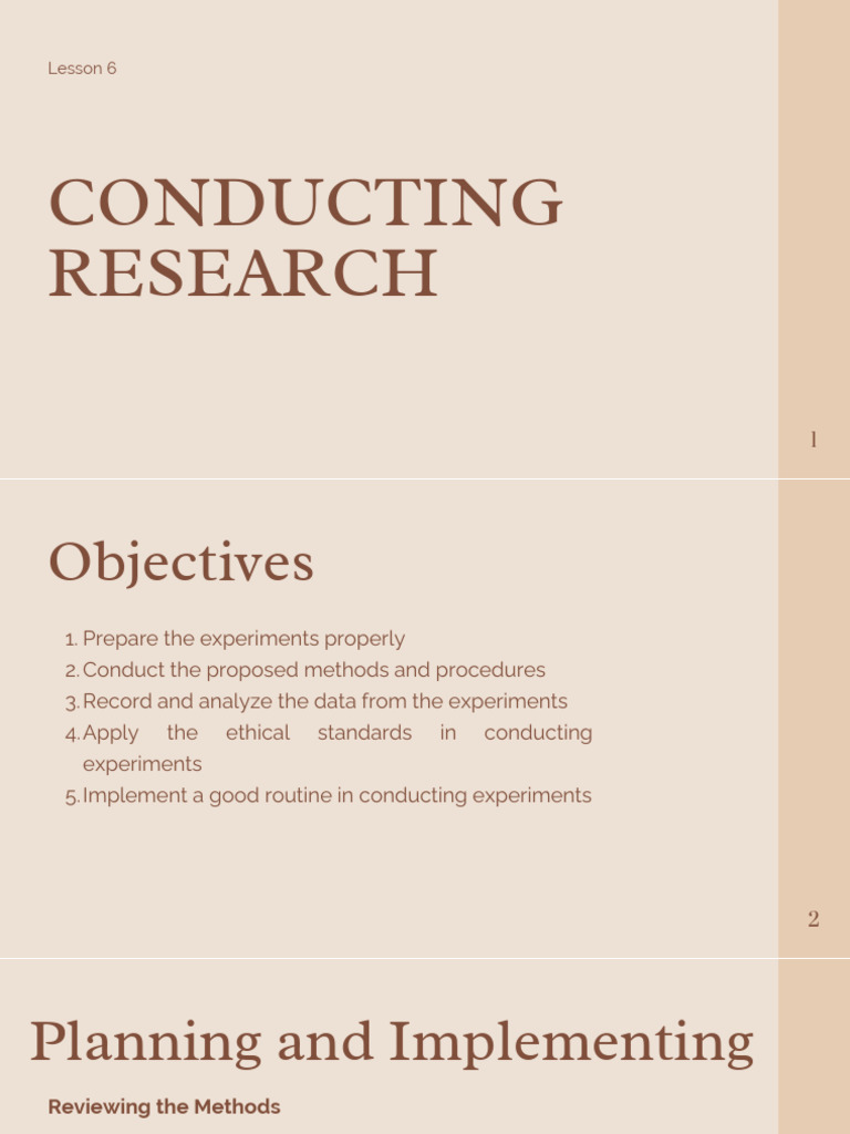 Lesson 6 Conducting Research | PDF | Experiment | Sampling (Statistics)