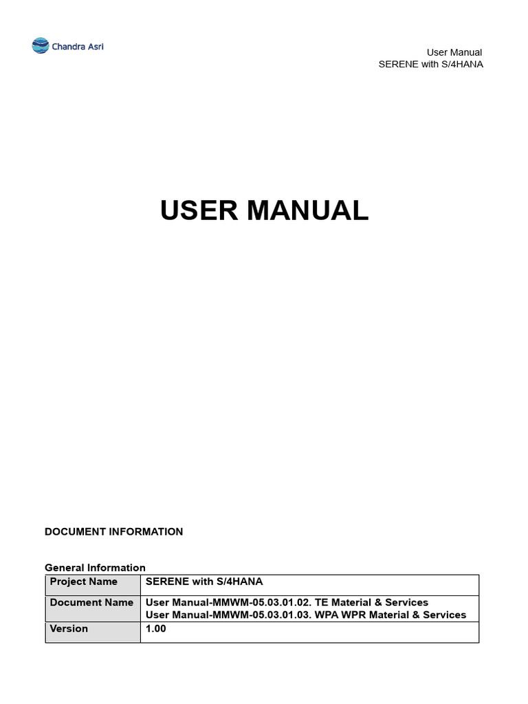 SERENE User Manual MMPUR Inhouse Application TE V1.00 | PDF | Computing ...
