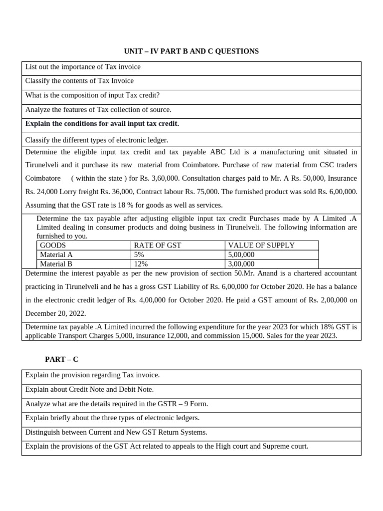 Unit IV Part c and b | PDF | Value Added Tax | Taxes