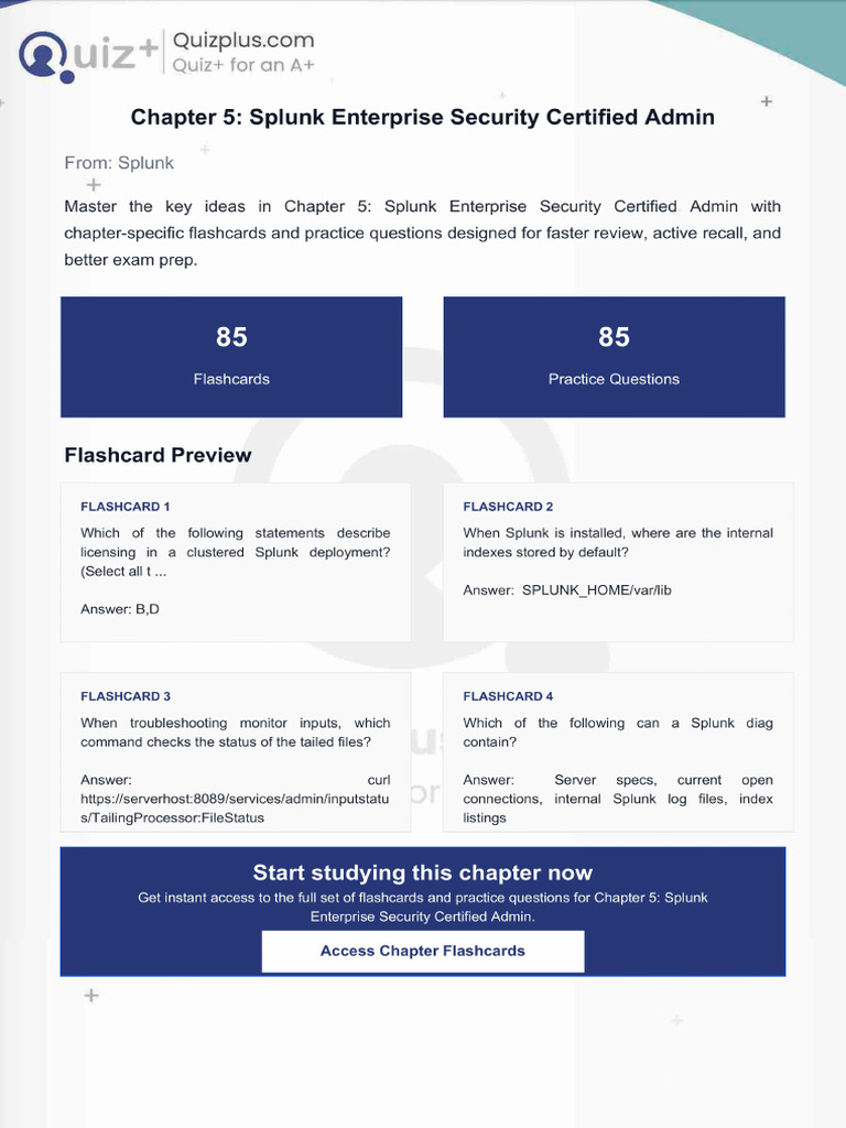Flashcards for Chapter 5 Splunk Enterprise Security Certified Admin | PDF