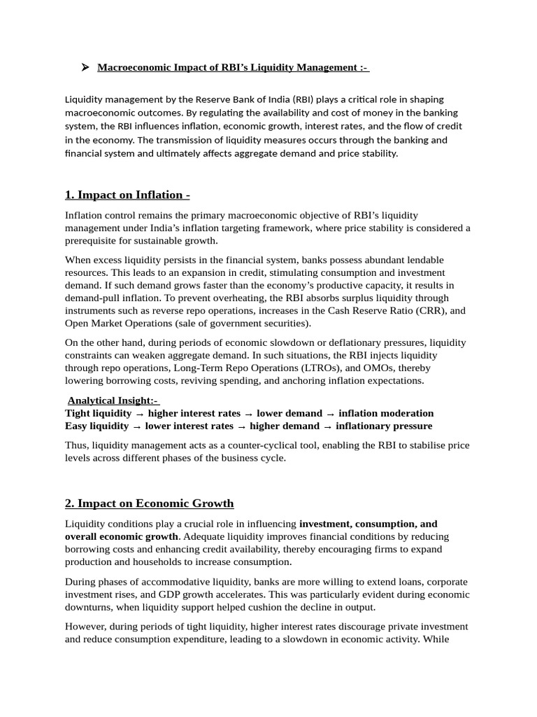 Macroeconomic Impact of RBI Idris | PDF | Inflation | Reserve Bank Of India