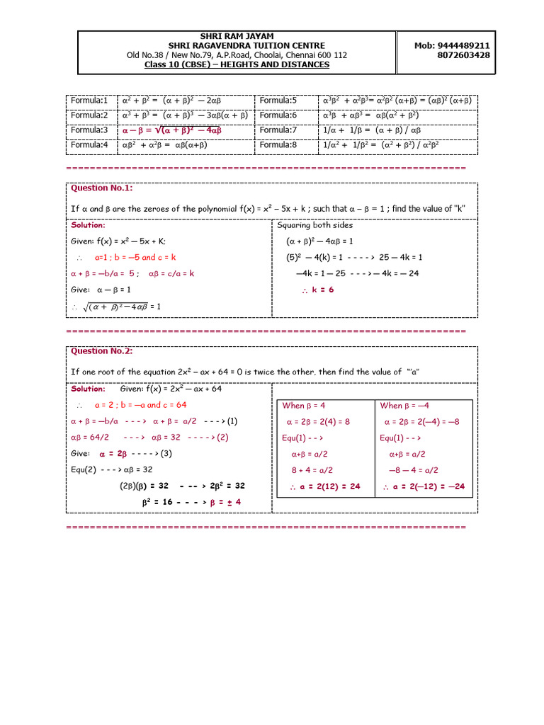 Poly Session 4 25th May | PDF | Zero Of A Function | Elementary Mathematics