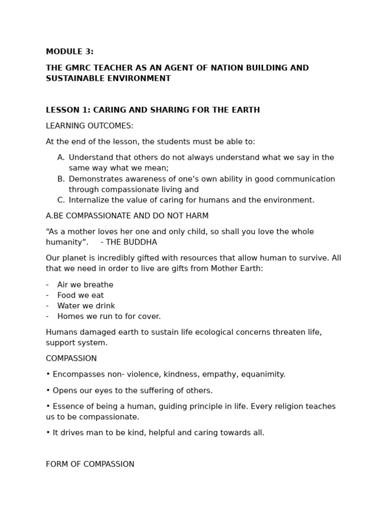 DETAILED LESSON PLAN | PDF | Compassion | Conflict Resolution
