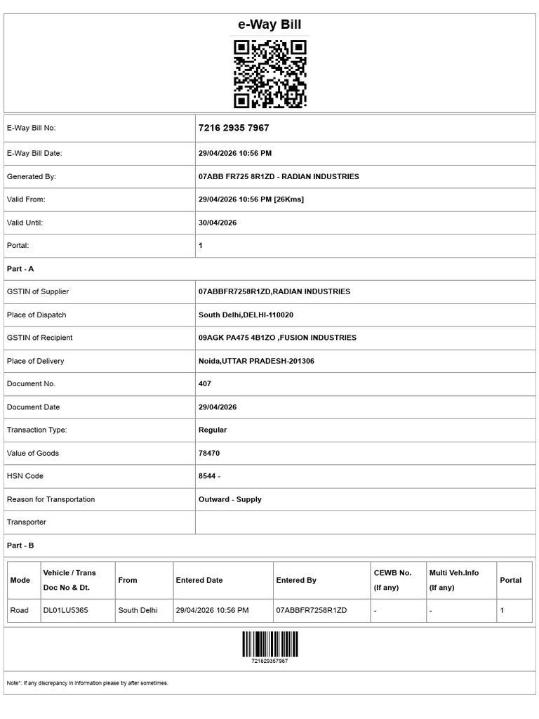 E-Way Bill System 407 | PDF