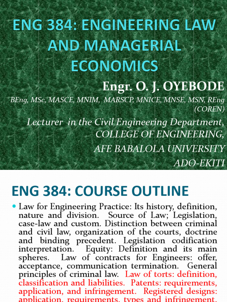 Eng 384 Lecture Intro 2017 | PDF | Burden Of Proof (Law) | Sources Of Law