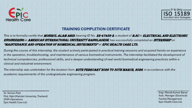 Epic Certificate Final Abid | PDF