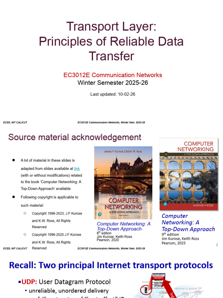 2025-26 Winter EC3012E v.3 Transport Layer- Principles of Reliable Data ...