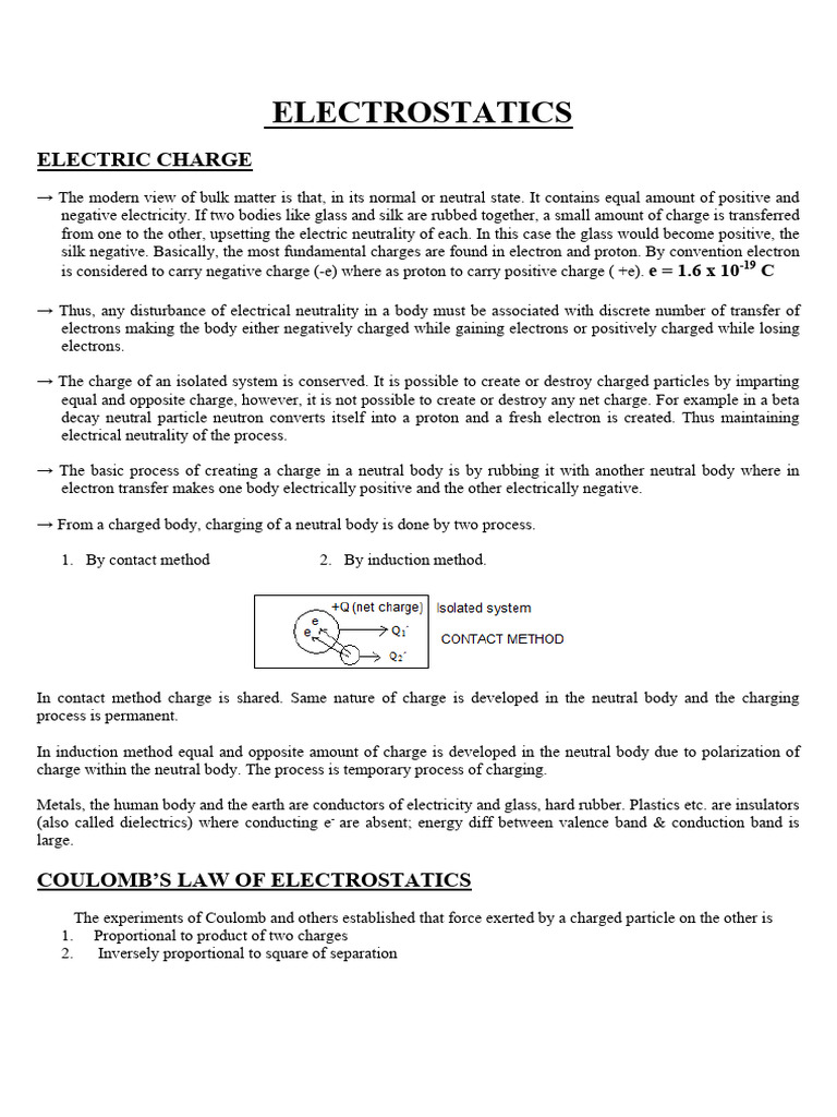 Electrostatics | PDF | Electric Charge | Electron