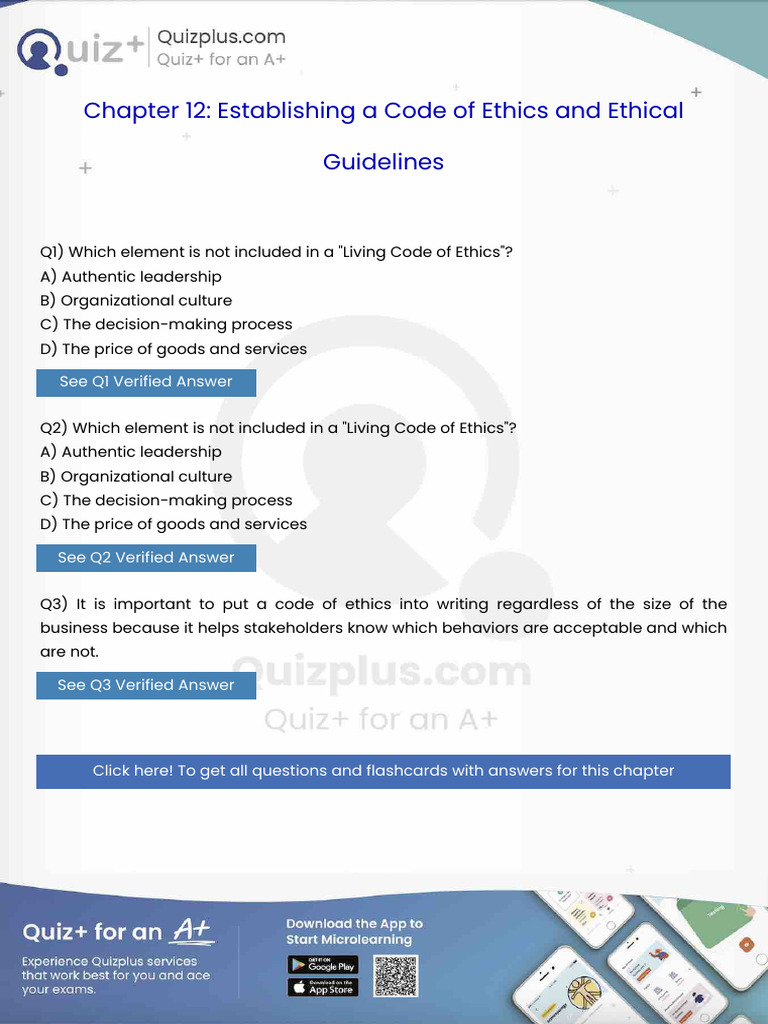 Which Element is Not Included in a Living Code of Ethics | PDF | Fair ...