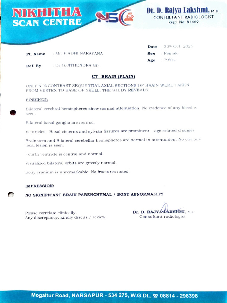 CT Scan Report | PDF