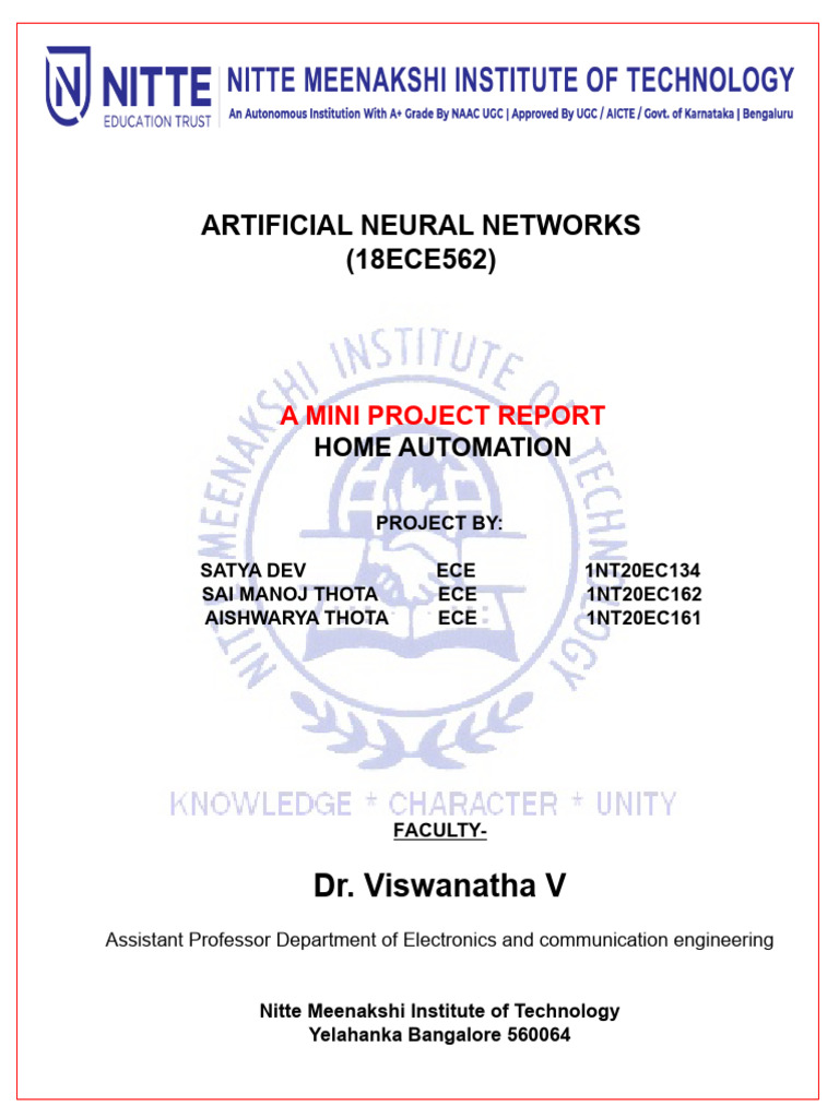 ANN Mini Project Report 2 | PDF | Home Automation | Automation