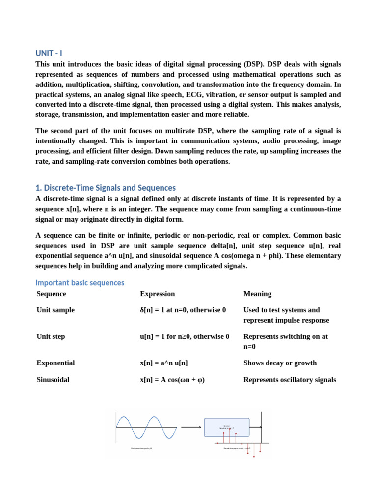 DSP UNIT 1,2,3 | PDF | Digital Signal Processing | Sampling (Signal ...