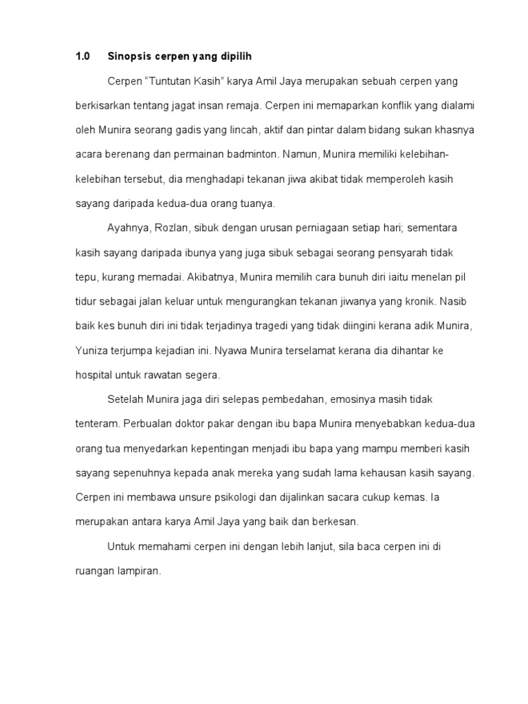 1 0 Sinopsis Cerpen Yang Dipilih