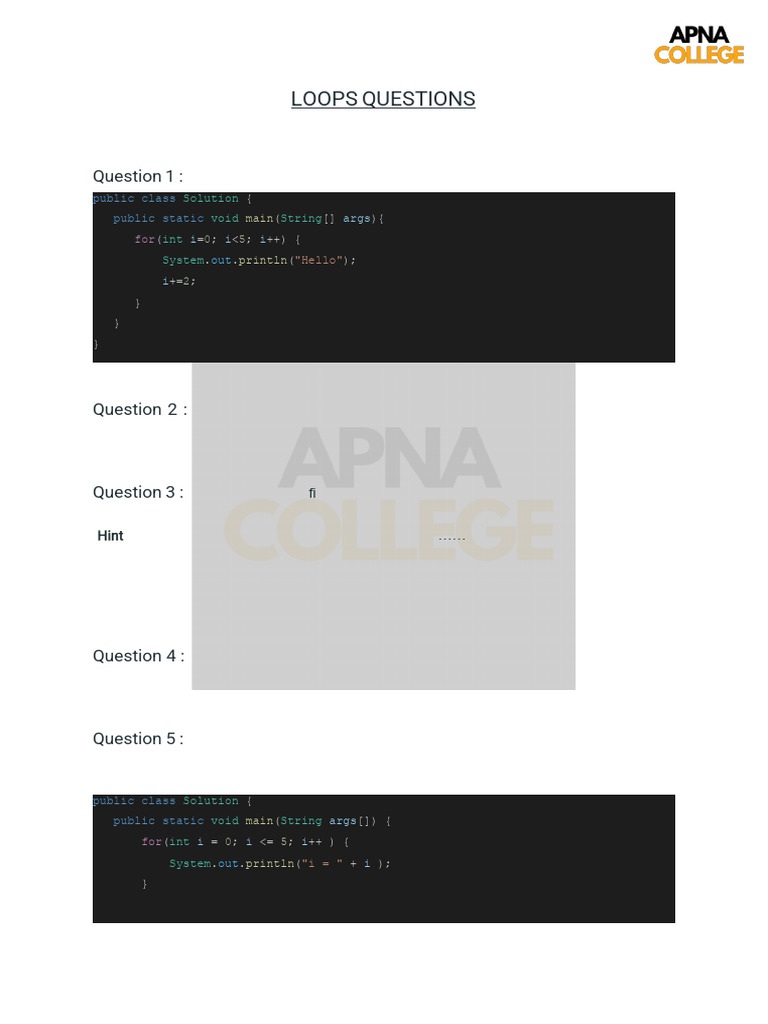 Loops Questions | PDF