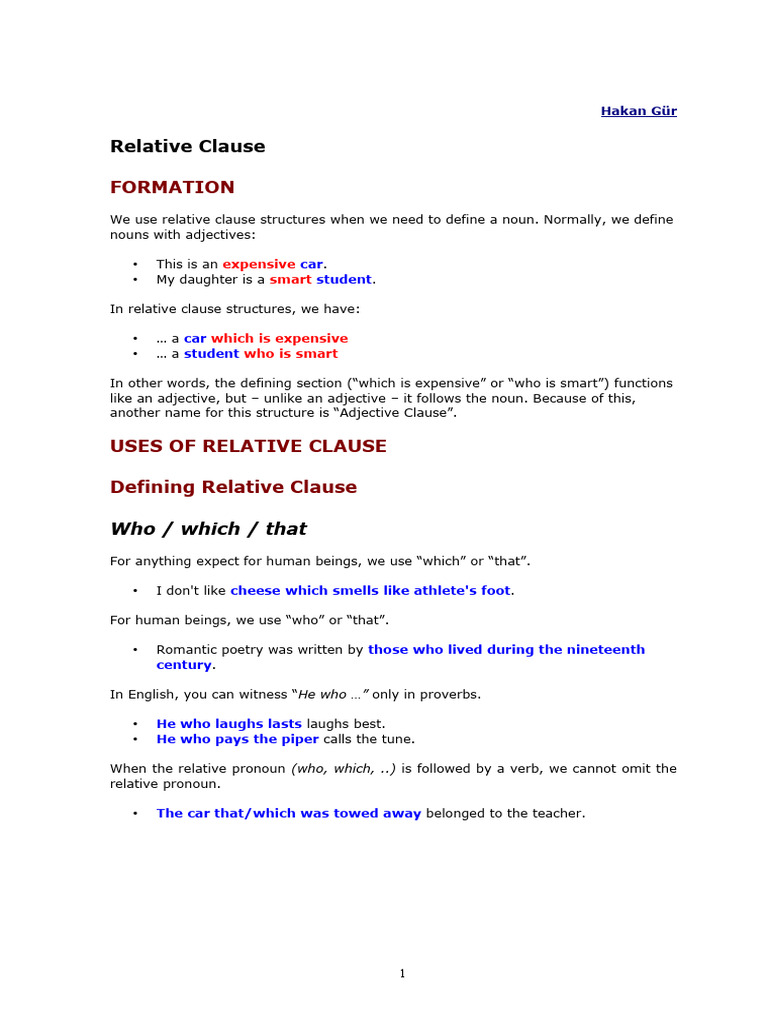 06 Relative Clause | PDF | Adjective | Clause