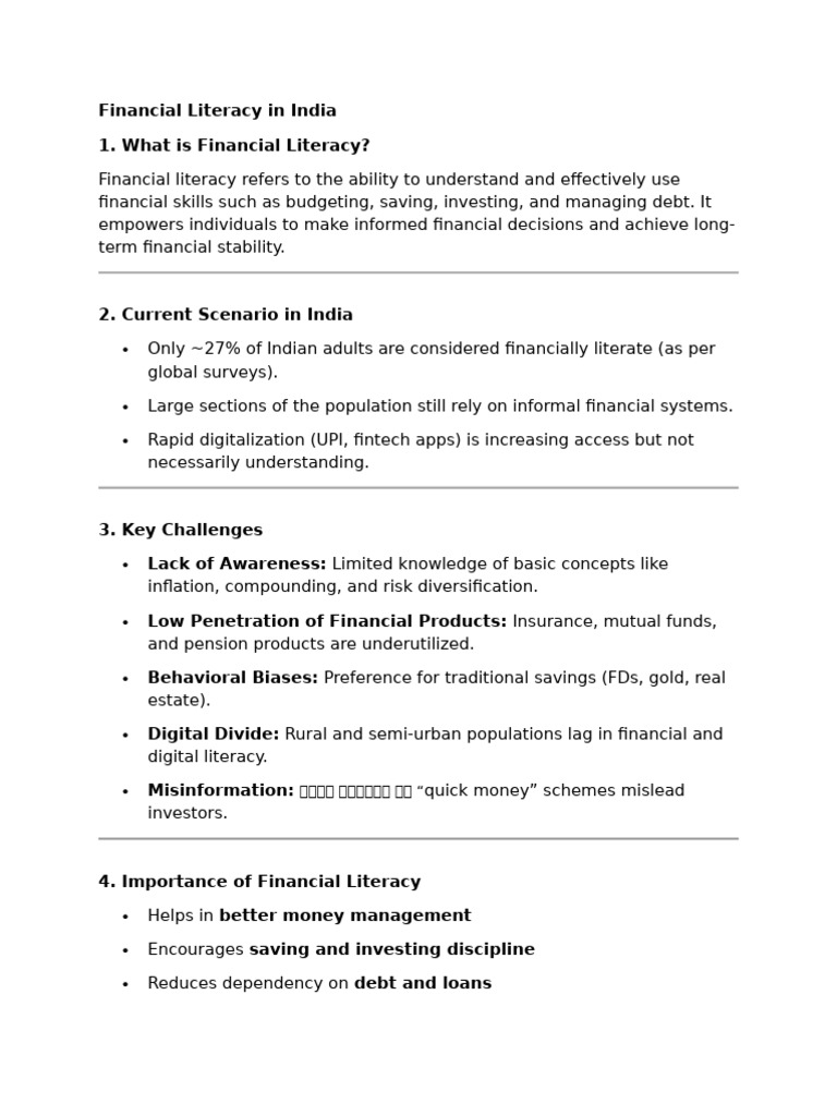 Financial Literacy in India | PDF | Financial Literacy | Literacy