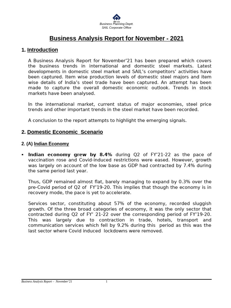 BA Report - Nov.'21 | PDF | Recession | Economies