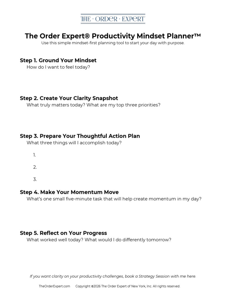 the-order-expert-productivity-mindset-planner™ | PDF