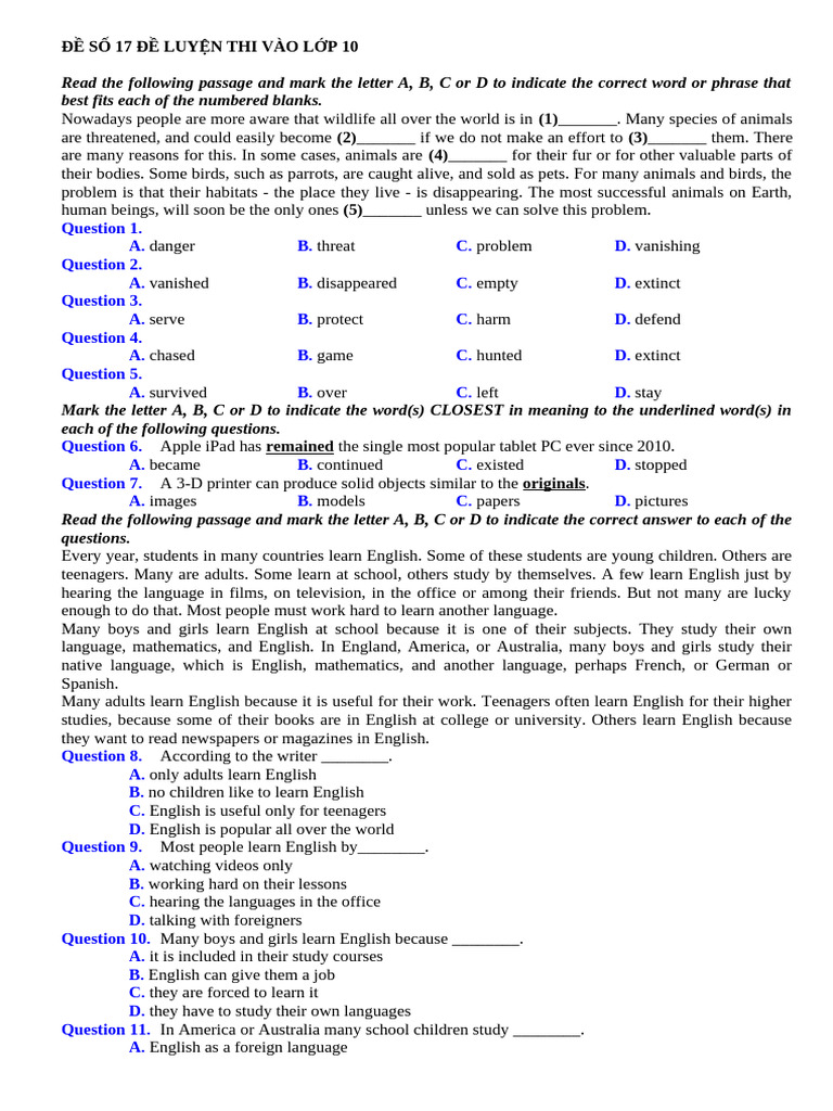 Test 17 | PDF | English Language