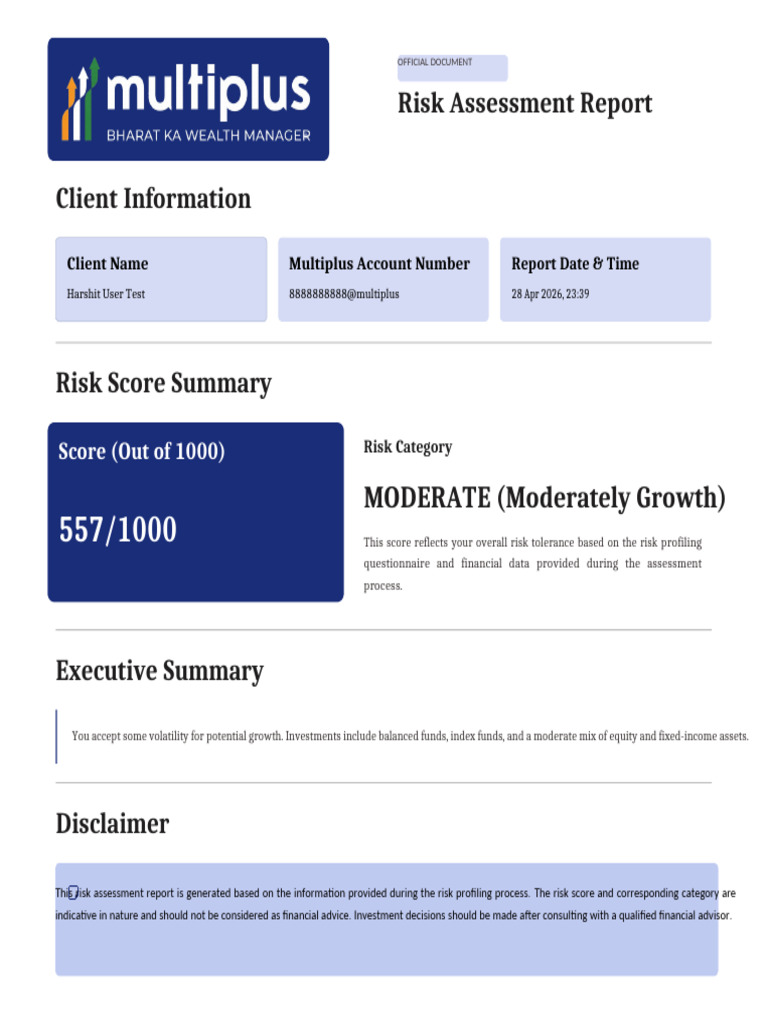 Harshit Test 8888888888@Multiplus Risk Report | PDF