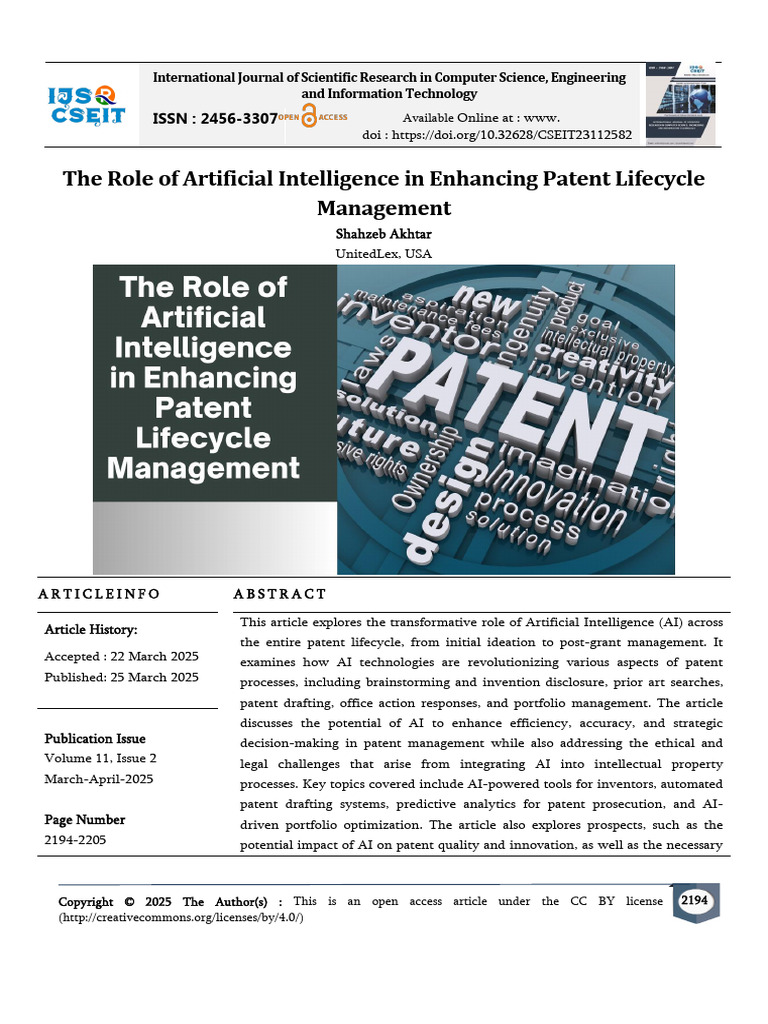 The Role of Artificial Intelligence in Enhancing P | PDF | Patent ...