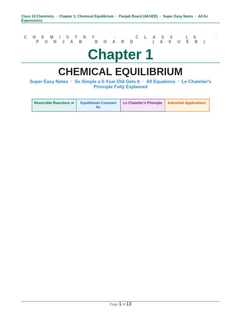 Chem Ch1 Chemical Equilibrium | PDF | Chemical Equilibrium | Reaction Rate