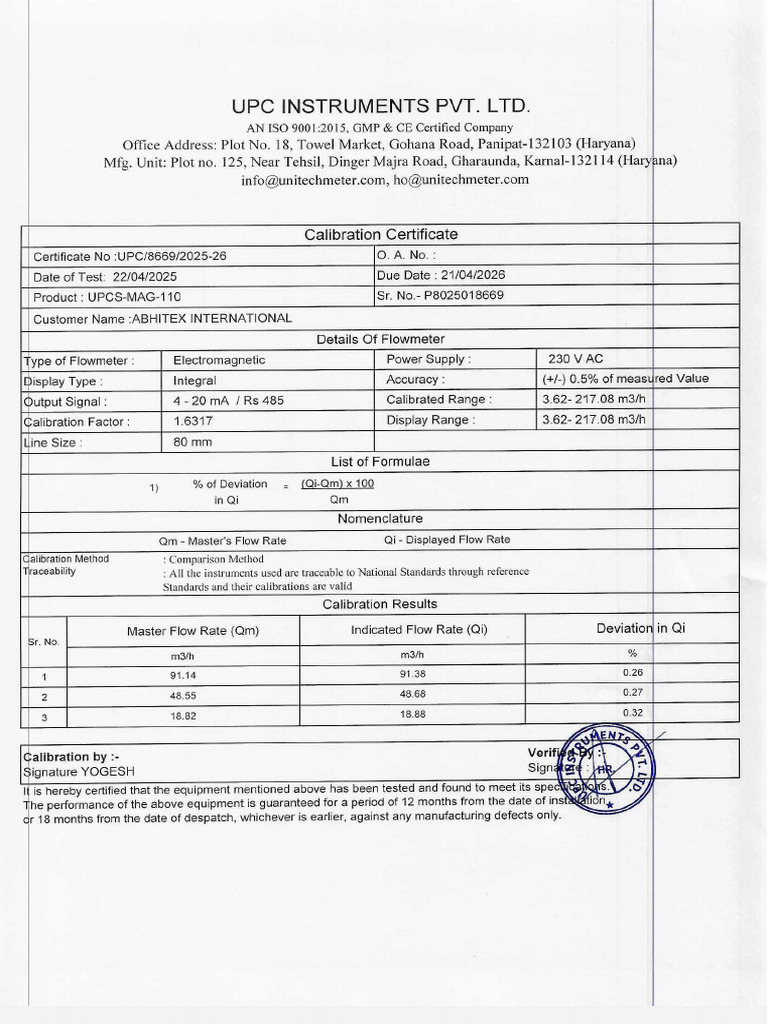 Calibration Certificate | PDF