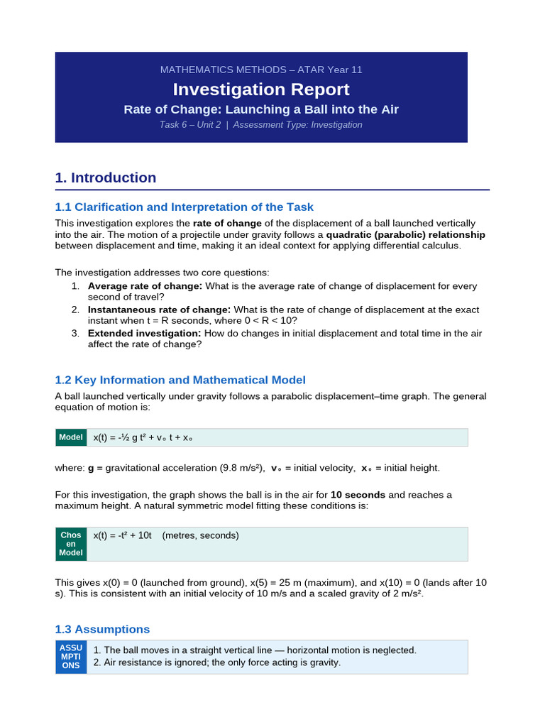 Investigation Report RateOfChange | PDF | Acceleration | Mathematics