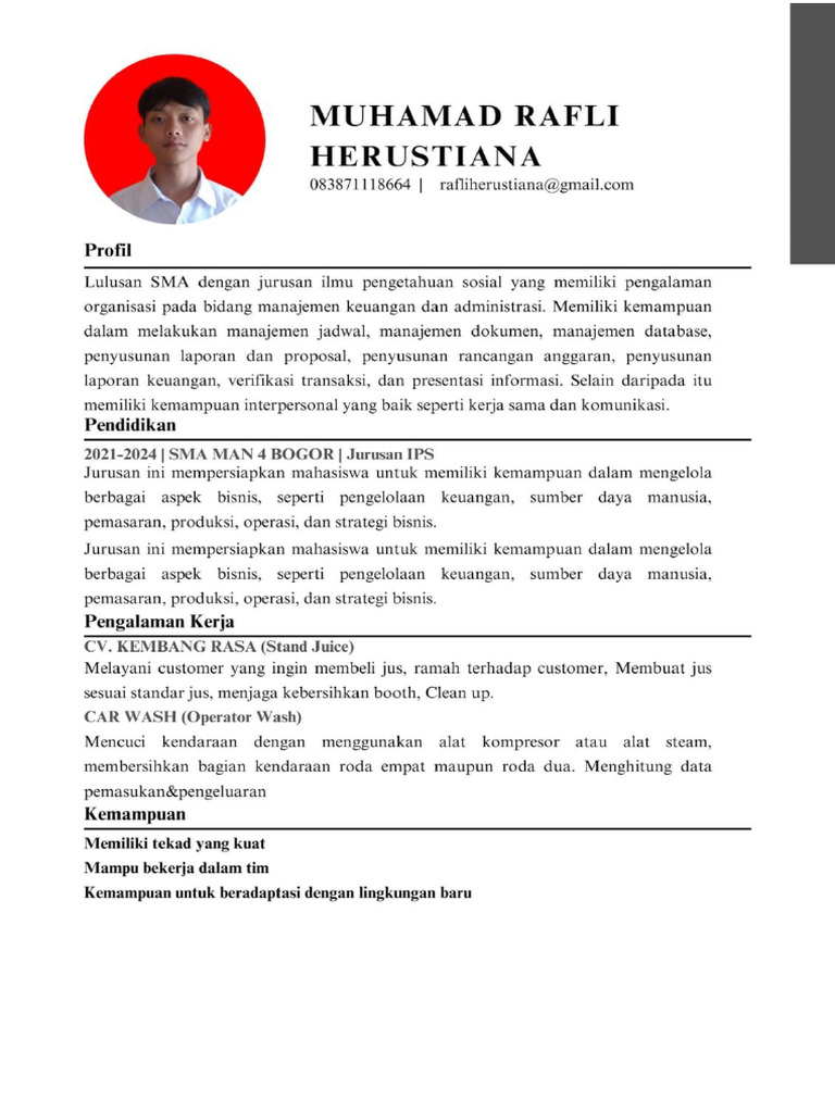 Cv Muhamad Rafli Herustiana | PDF