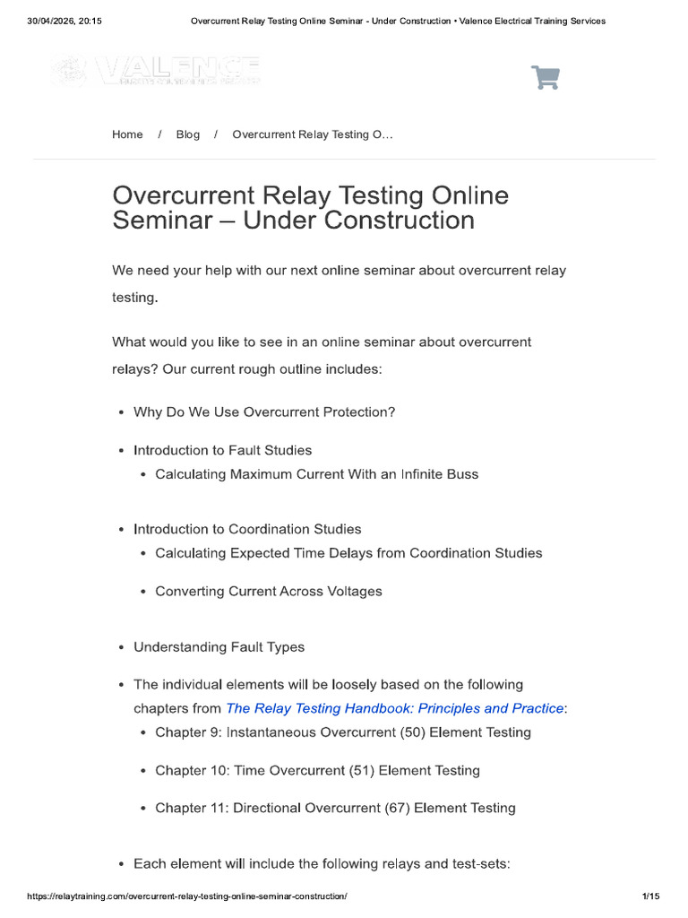 Overcurrent Relay Testing Online Semina.. | PDF
