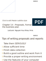 Chapter 14 - Proposals, Formal Reports and The Business Plan