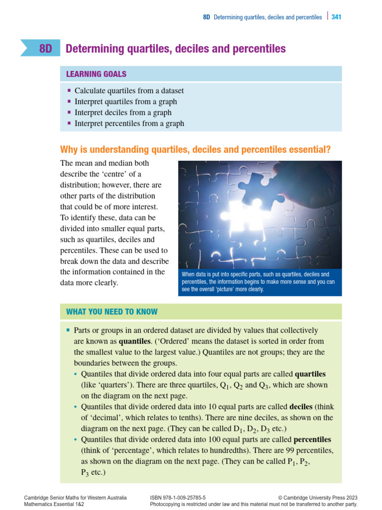 Math for 11 grade australia cambridge QUANTILES | PDF | Quartile ...