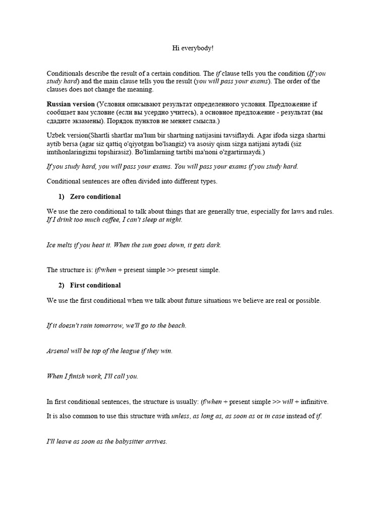 Conditionals Grammar | PDF | Language Mechanics | Grammar