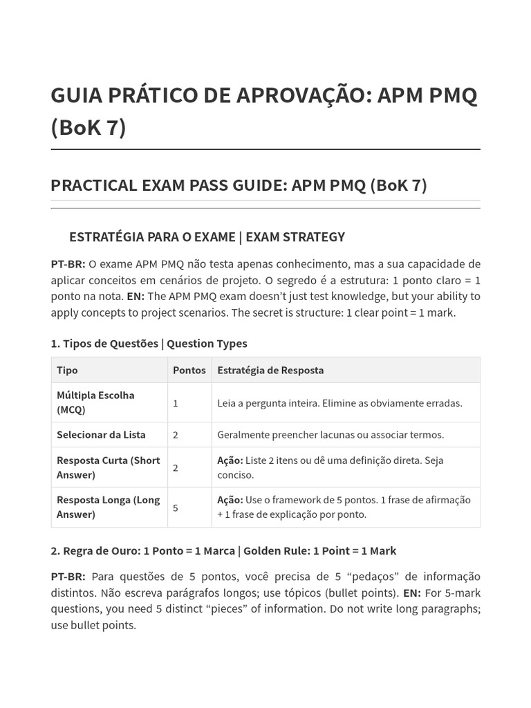 Guia Aprovacao APM PMQ | PDF | Partes interessadas (corporativo) | Business