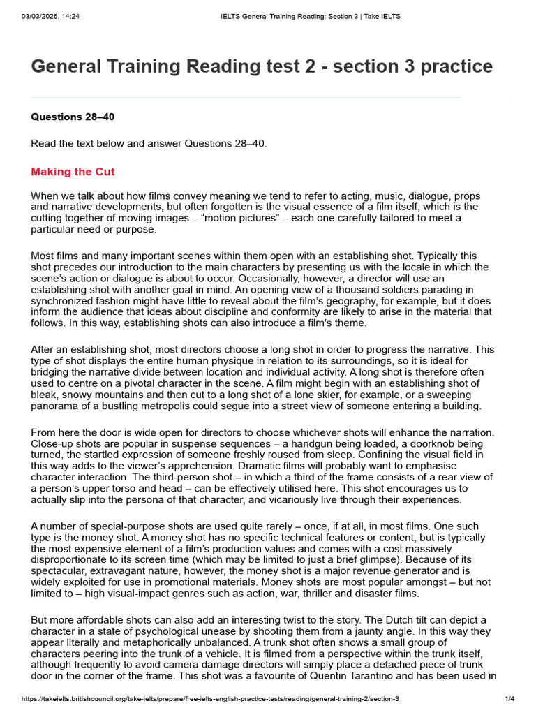 IELTS General Training Reading_ Section 3 _ Take IELTS | PDF ...