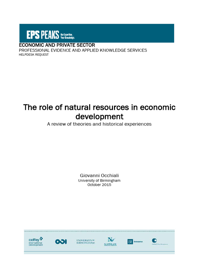 Role of Natural Resources in Economic Development | PDF | Economic ...