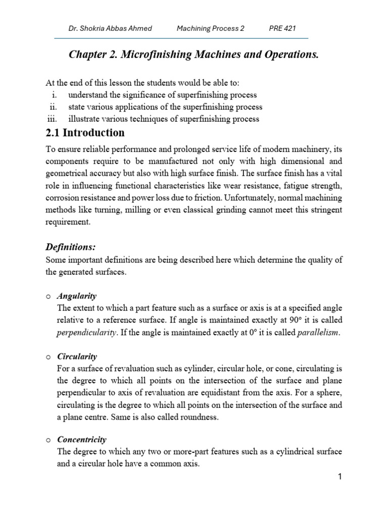 1 Microfinishing Machines | PDF | Surface Roughness | Abrasive
