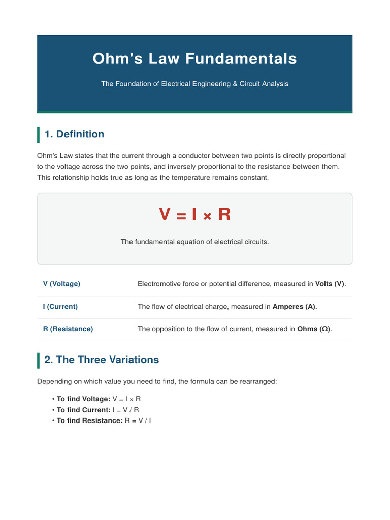 Ohms Law Fundamentals | PDF