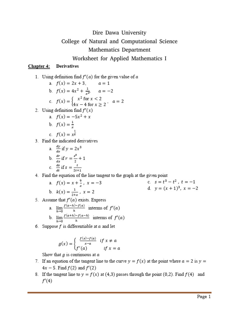Ddu Applied Math Worksheet (Ch-4) | PDF | Mathematics | Applied Mathematics