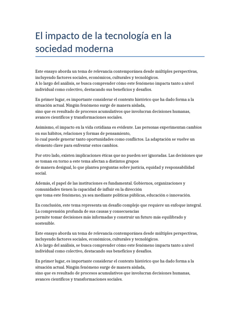 El impacto de la tecnología en la sociedad moderna | PDF ...