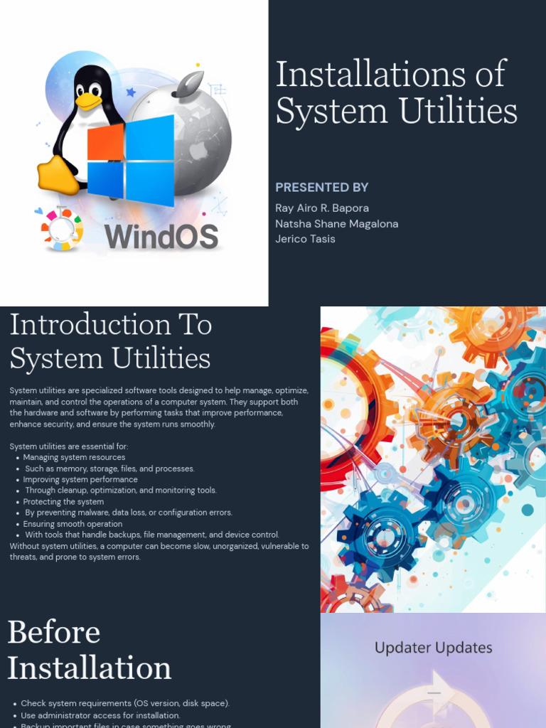 Presentation - System Utilities | PDF | Operating System | Backup