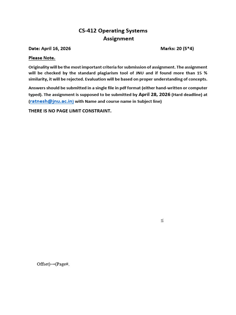 Assignment Question 2026 | PDF | Kernel (Operating System) | Thread ...