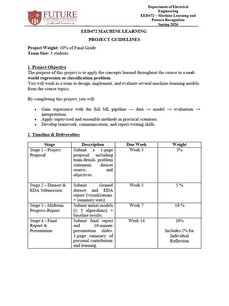 EED472-Machine Learning Project Guidelines | PDF | Machine Learning ...