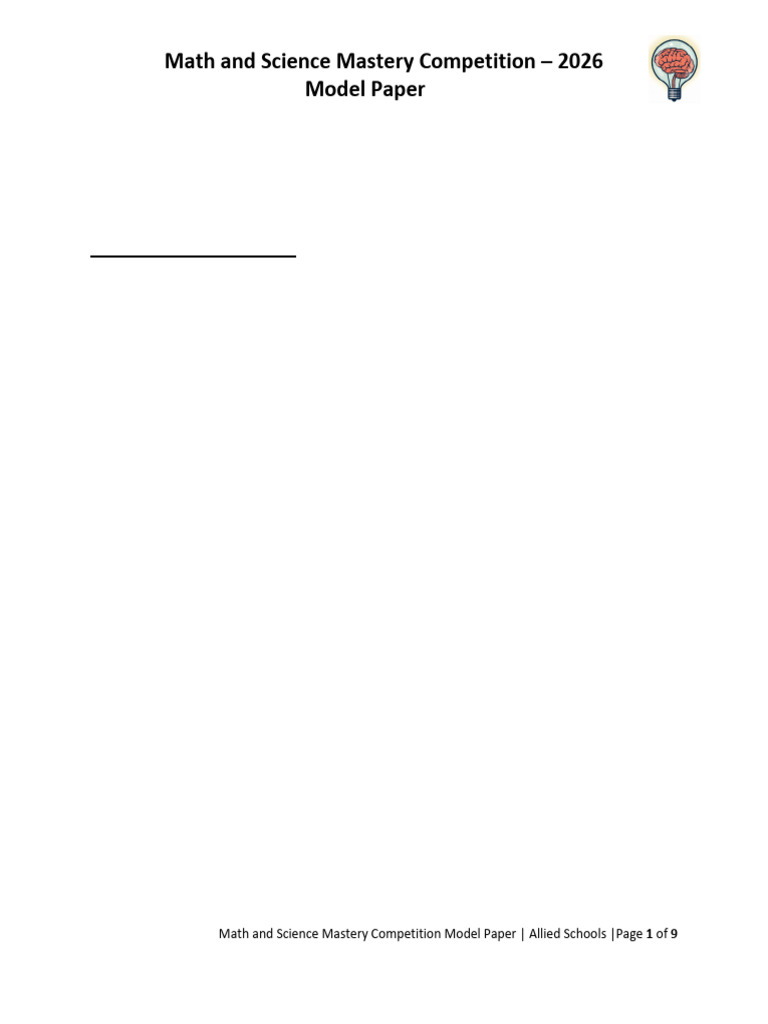 MSM Model Paper 2026 (1) | PDF | Chemical Bond | Oxygen