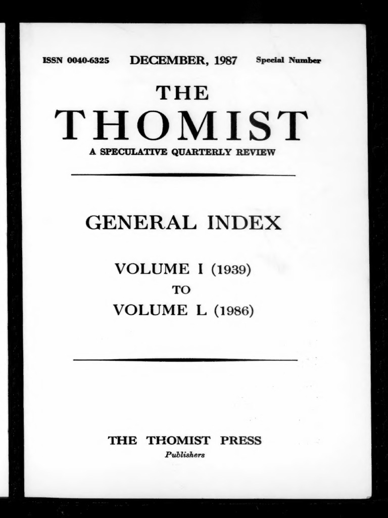 0_INDEX The thomist | PDF | Thomism | Theology