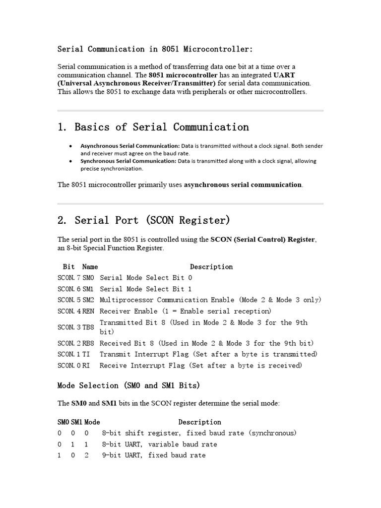 Serial Communication in 8051 Microcontroller | PDF | Computer Science ...
